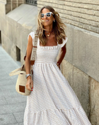 Women's ruffle sleeve summer maxi dress