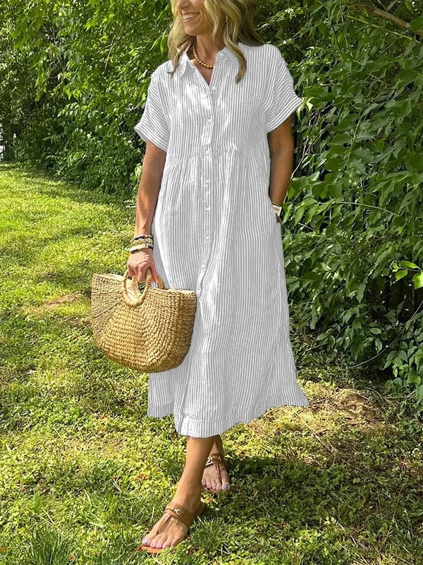 Women's short sleeve summer shirt maxi dress
