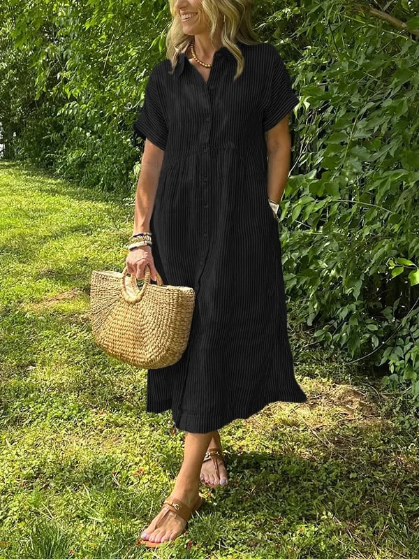 Women's short sleeve summer shirt maxi dress