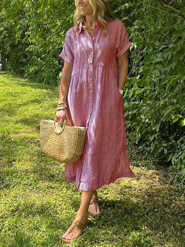 Women's short sleeve summer shirt maxi dress