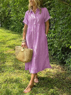 Women's short sleeve summer shirt maxi dress