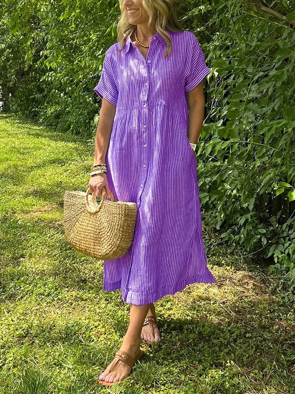 Women's short sleeve summer shirt maxi dress