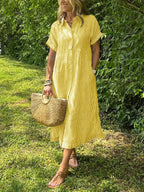 Women's short sleeve summer shirt maxi dress