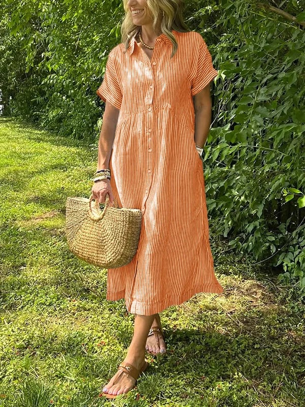 Women's short sleeve summer shirt maxi dress