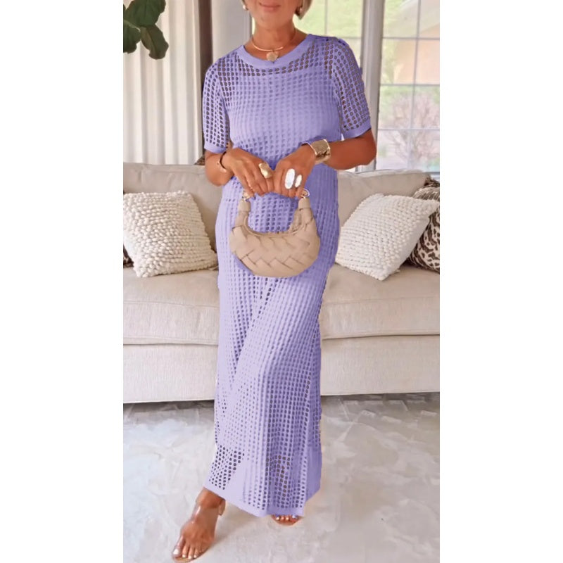 Women's short sleeve cut-out formal maxi dress