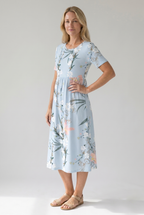 Women's short sleeve floral print midi dress
