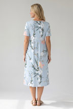 Women's short sleeve floral print midi dress