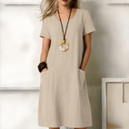 Women's short sleeve summer midi dress