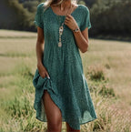 Women's short sleeve v-neck midi summer dress