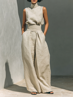 Women's sleeveless wide-leg trousers jumpsuit