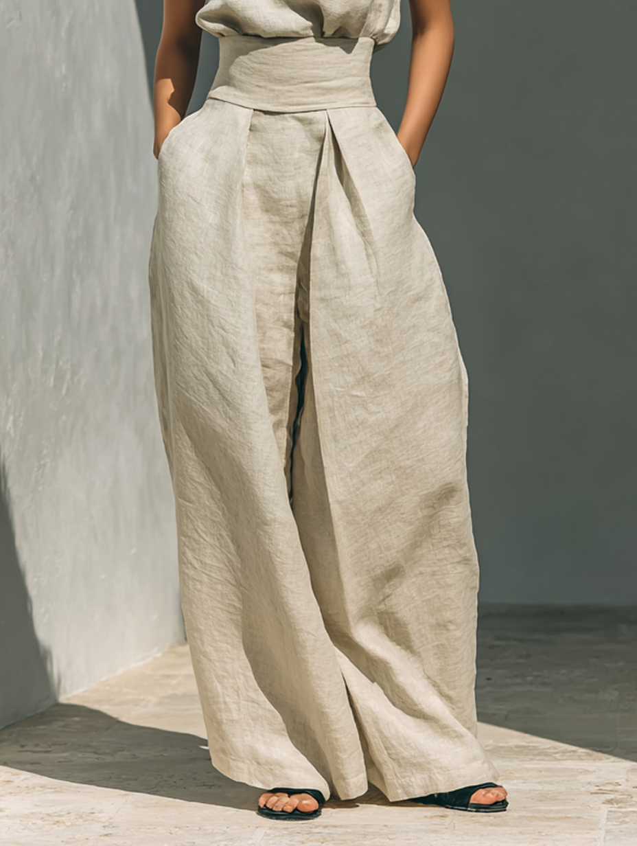 Women's sleeveless wide-leg trousers jumpsuit