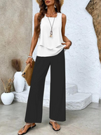 Women's sleeveless layered top trouser set