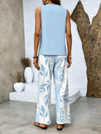 Women's sleeveless layered top trouser set