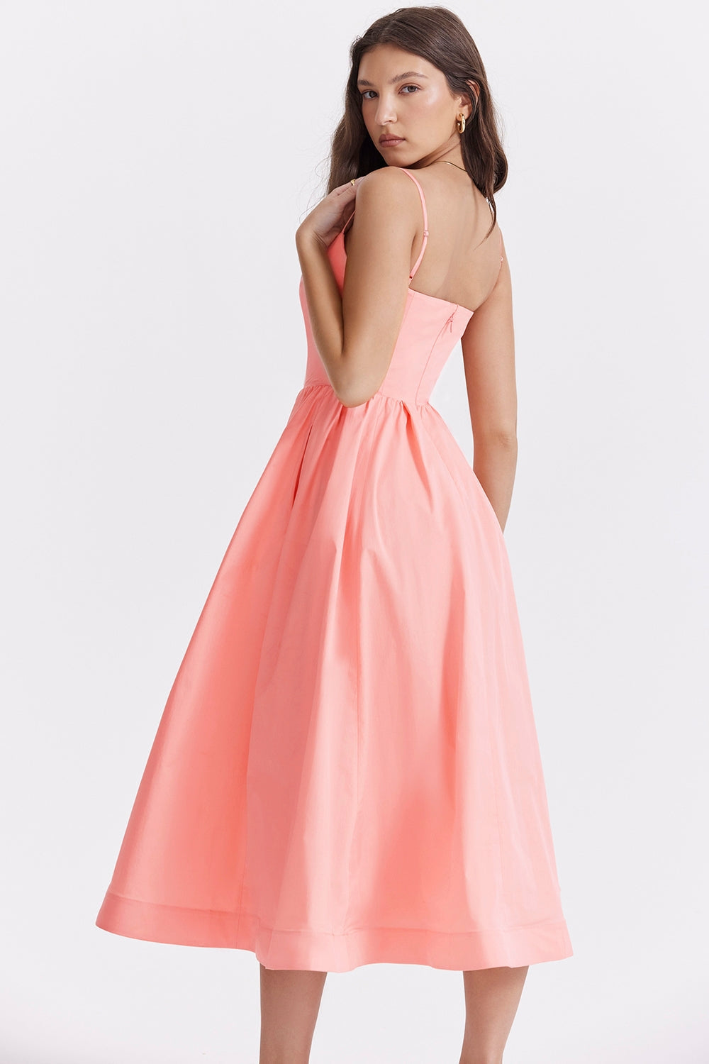 Women's sleeveless square-neck midi prom dress