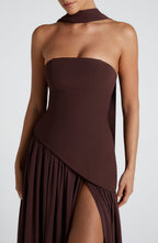 Women's strapless wedding guest maxi dress