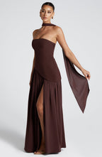 Women's strapless wedding guest maxi dress