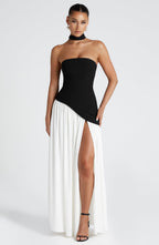 Women's strapless wedding guest maxi dress