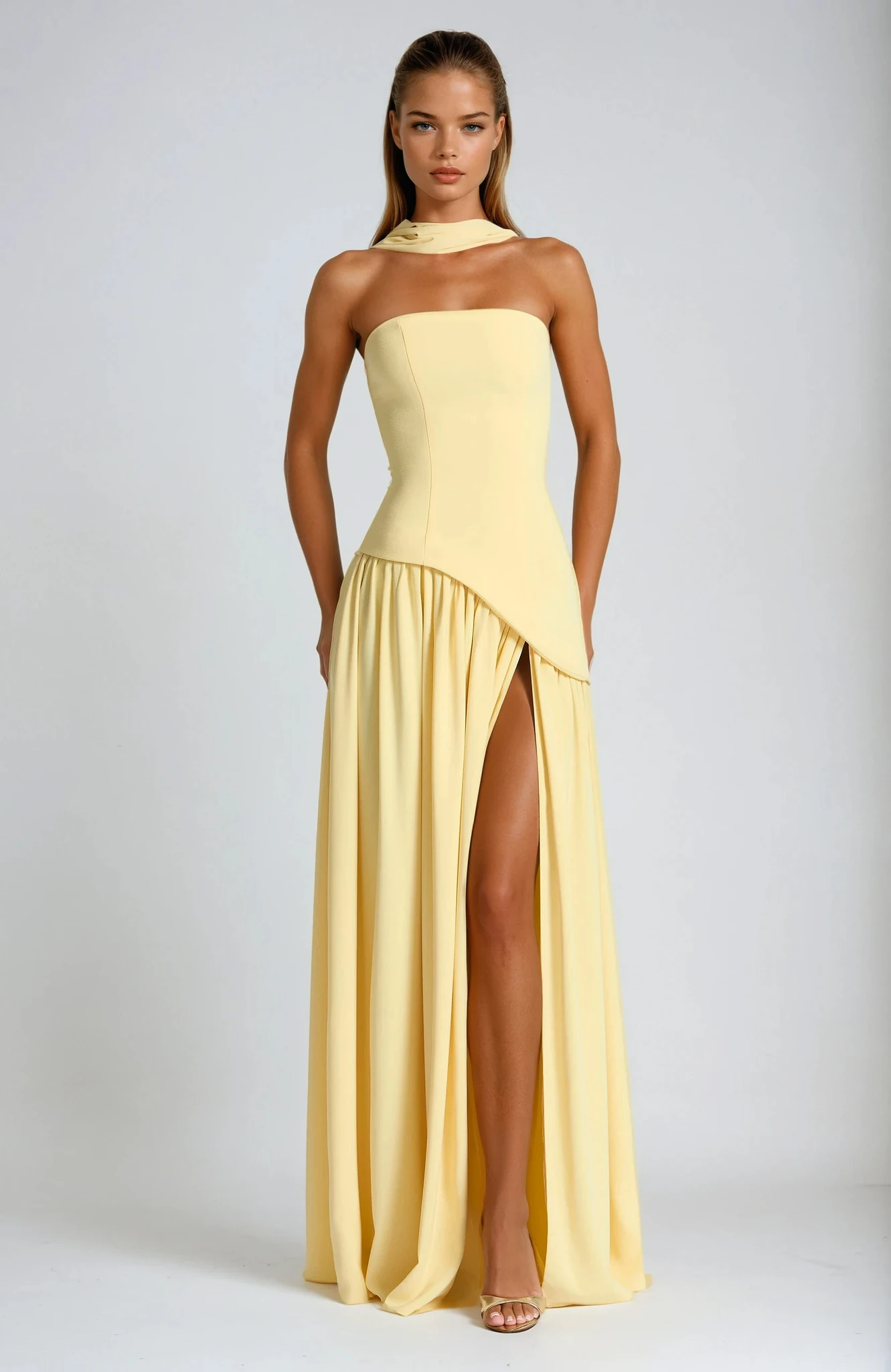 Women's strapless wedding guest maxi dress