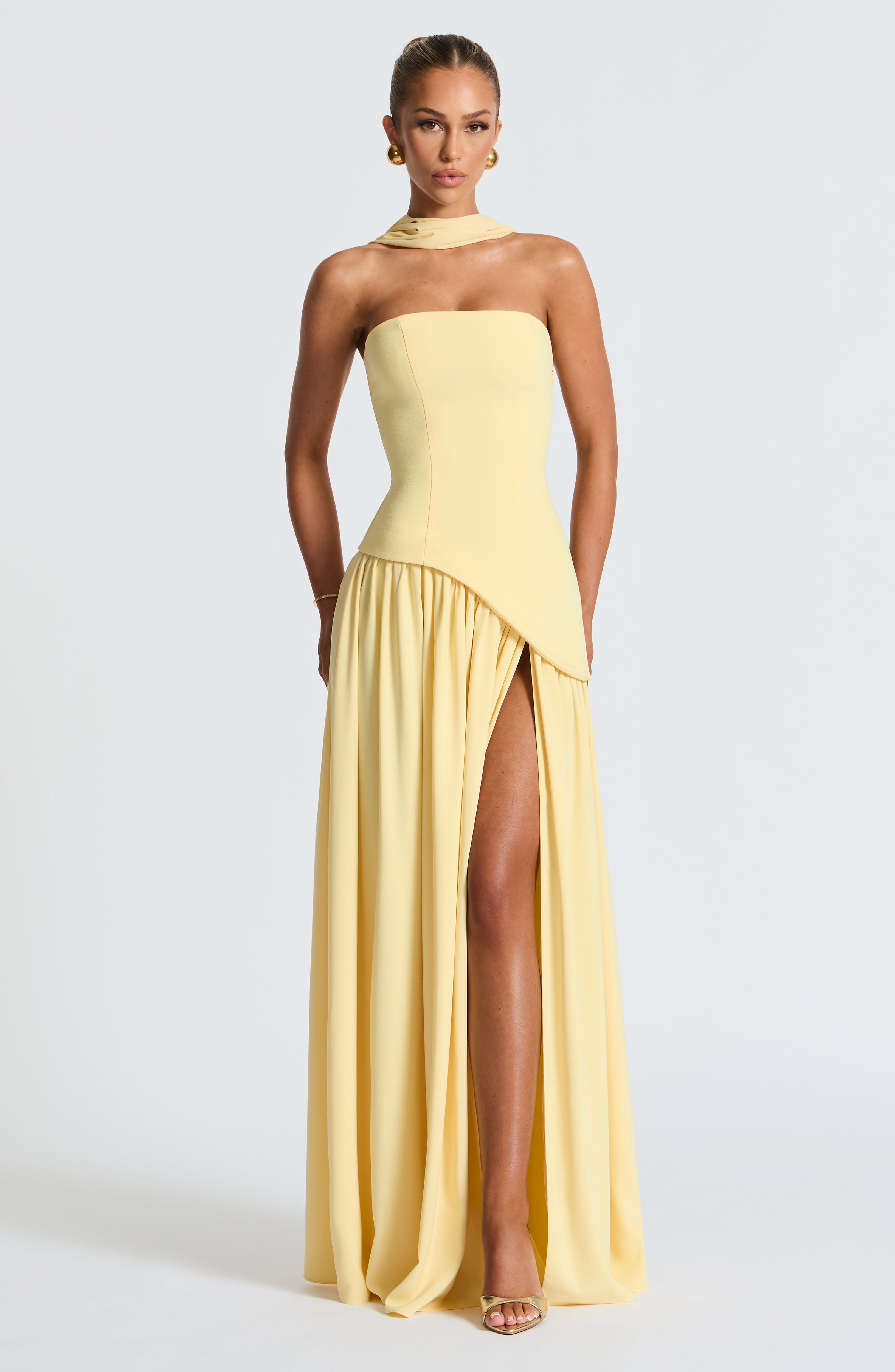 Women's strapless wedding guest maxi dress