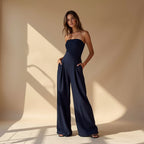 Women's strapless wide-leg evening jumpsuit