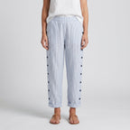 Women's striped button-panel cropped trousers