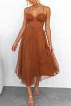Women's sweetheart corset midi wedding guest dress