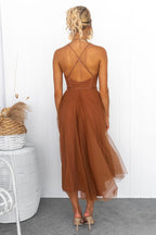 Women's sweetheart corset midi wedding guest dress