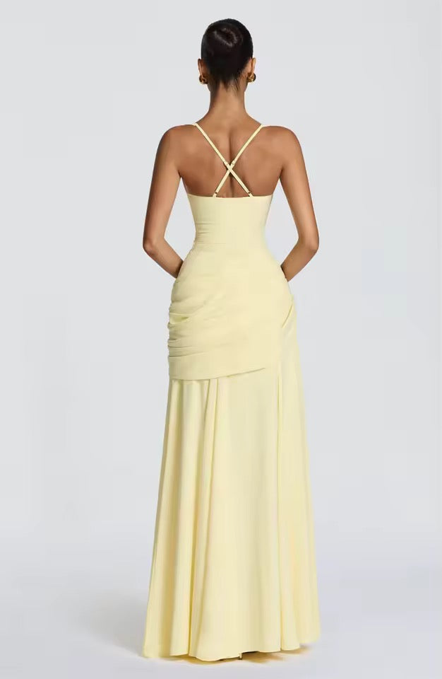 Women's asymmetric wedding guest maxi dress