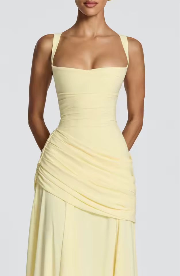 Women's asymmetric wedding guest maxi dress