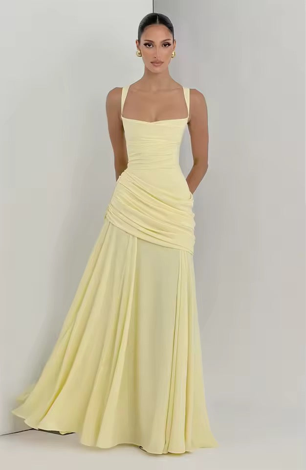 Women's asymmetric wedding guest maxi dress