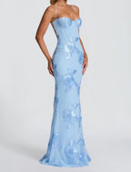 Women's sweetheart-neck floral wedding guest dress