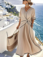 Women's twist-front v-neck maxi summer dress