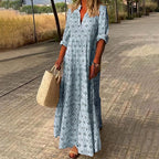 Women's v-neck printed maxi summer dress