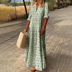 Women's v-neck printed maxi summer dress