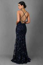 Women's v-neck sequin wedding guest dress