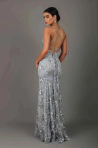Women's v-neck sequin wedding guest dress