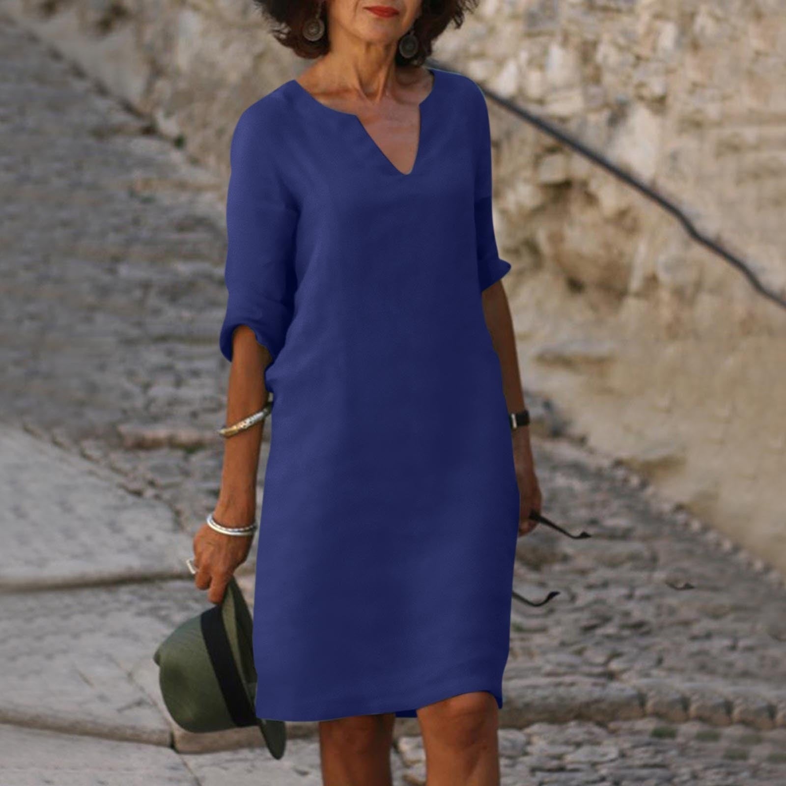 Women's v-neck three-quarter sleeve summer dress