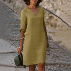Women's v-neck three-quarter sleeve summer dress