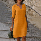 Women's v-neck three-quarter sleeve summer dress