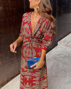 Women's v-neck midi cocktail dress