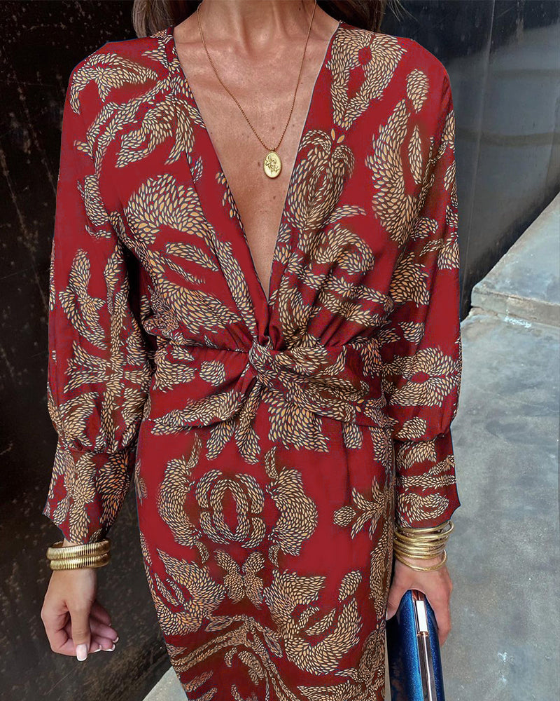 Women's v-neck midi cocktail dress