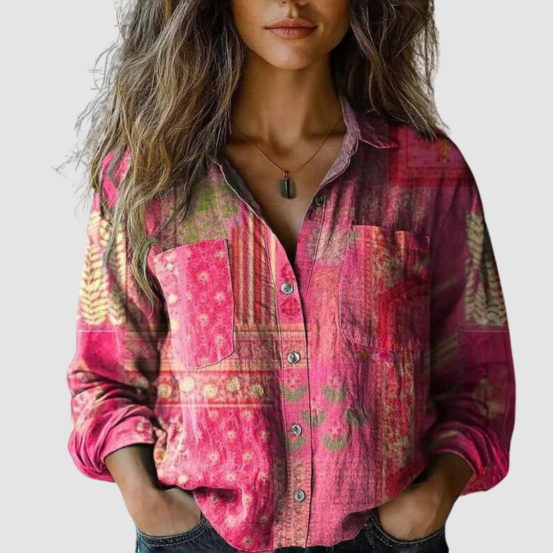 Women's vintage print blouse
