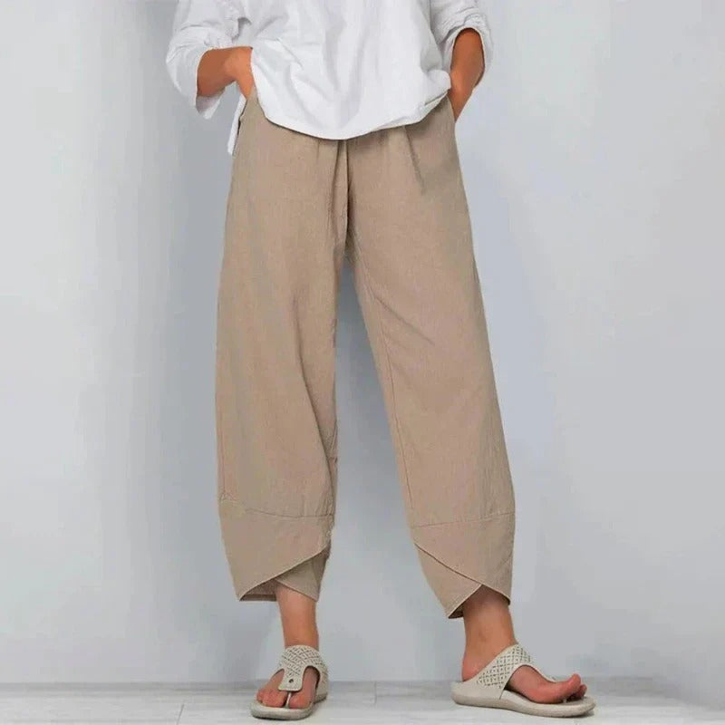 Women's wide-leg cropped summer trousers