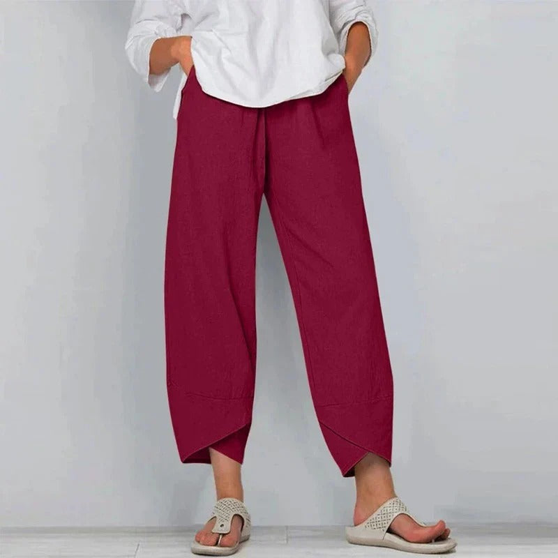 Women's wide-leg cropped summer trousers