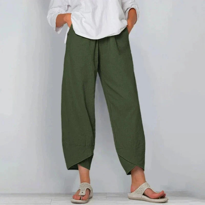 Women's wide-leg cropped summer trousers
