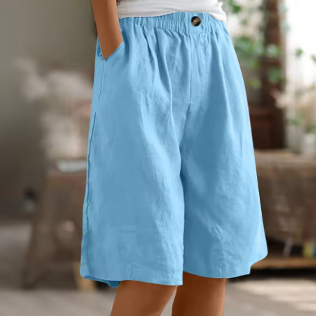 Women's wide-leg elasticated summer shorts