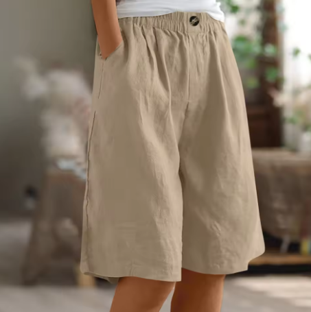 Women's wide-leg elasticated summer shorts