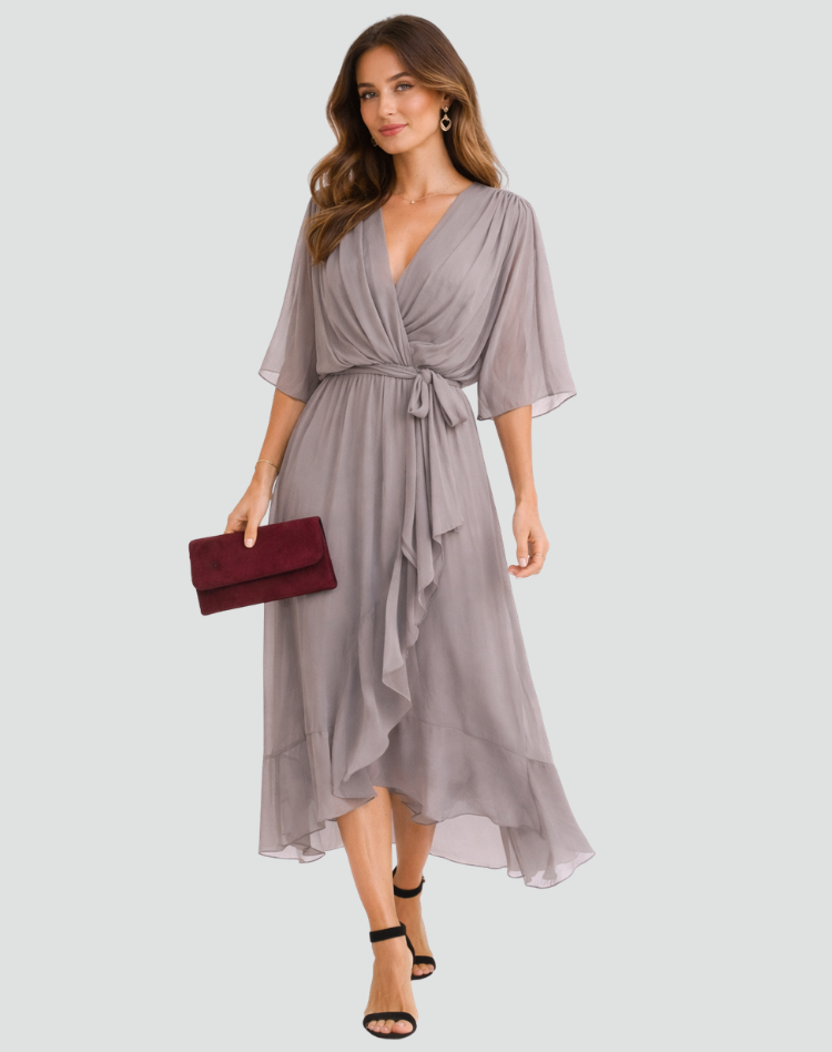 Women's formal wrap midi dress