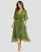 Women's formal wrap midi dress