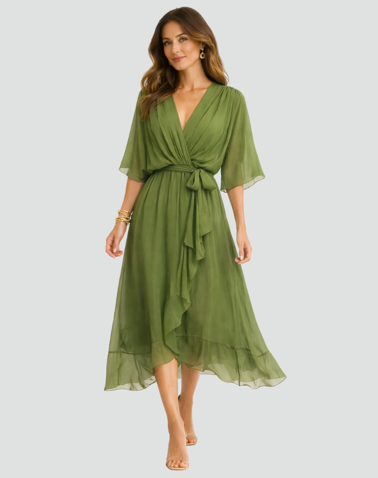 Women's formal wrap midi dress